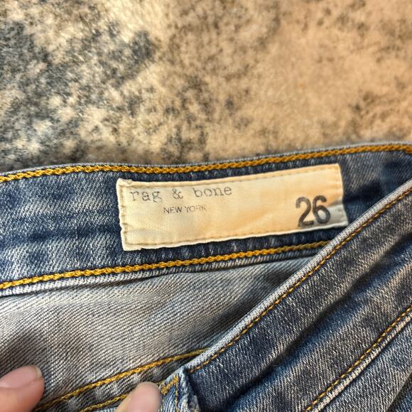 Rag & Bone Dre Low-Rise Frayed Hem Slim Boyfriend Jeans‎ Blue Women's Size 26 - Picture 5 of 12